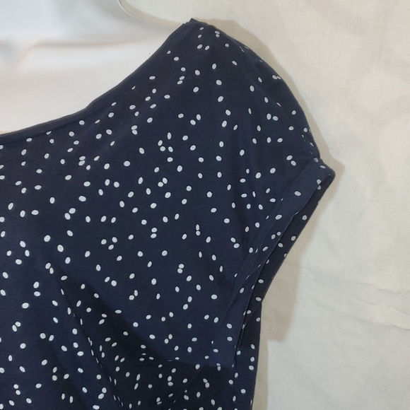 Dark blue Zara top with white oval dots - Picture 3 of 12